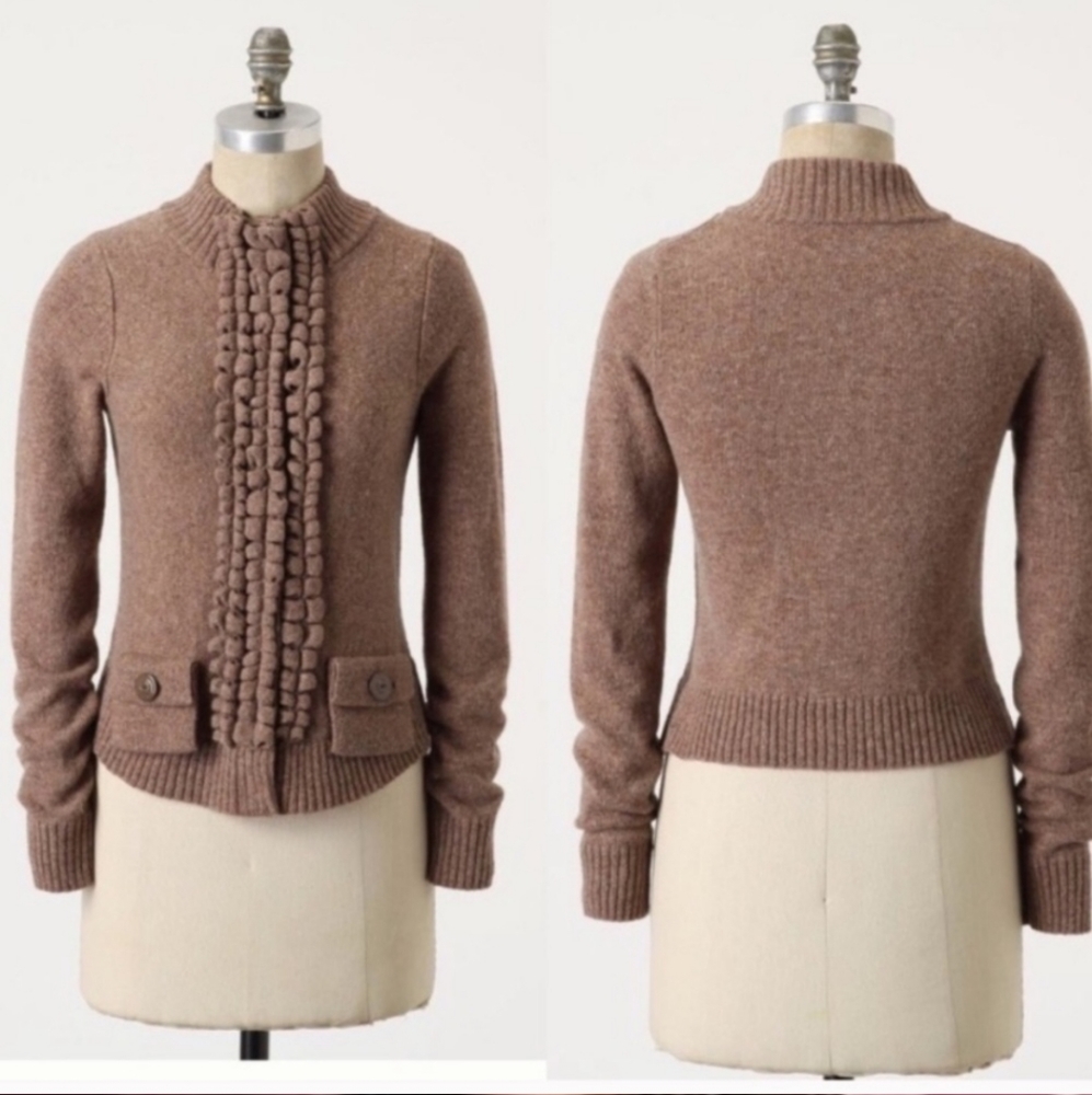 Moth Floating Sparks Wool Cardigan Small Brown